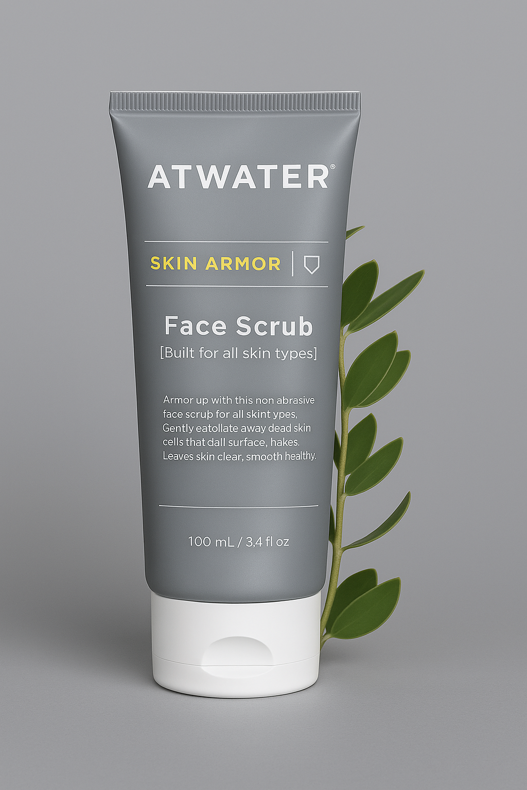 ATWATER Skin Armor Face Scrub – Exfoliating Cleanser for Men, Smooths & Clears Dead Skin, 3.4 oz
