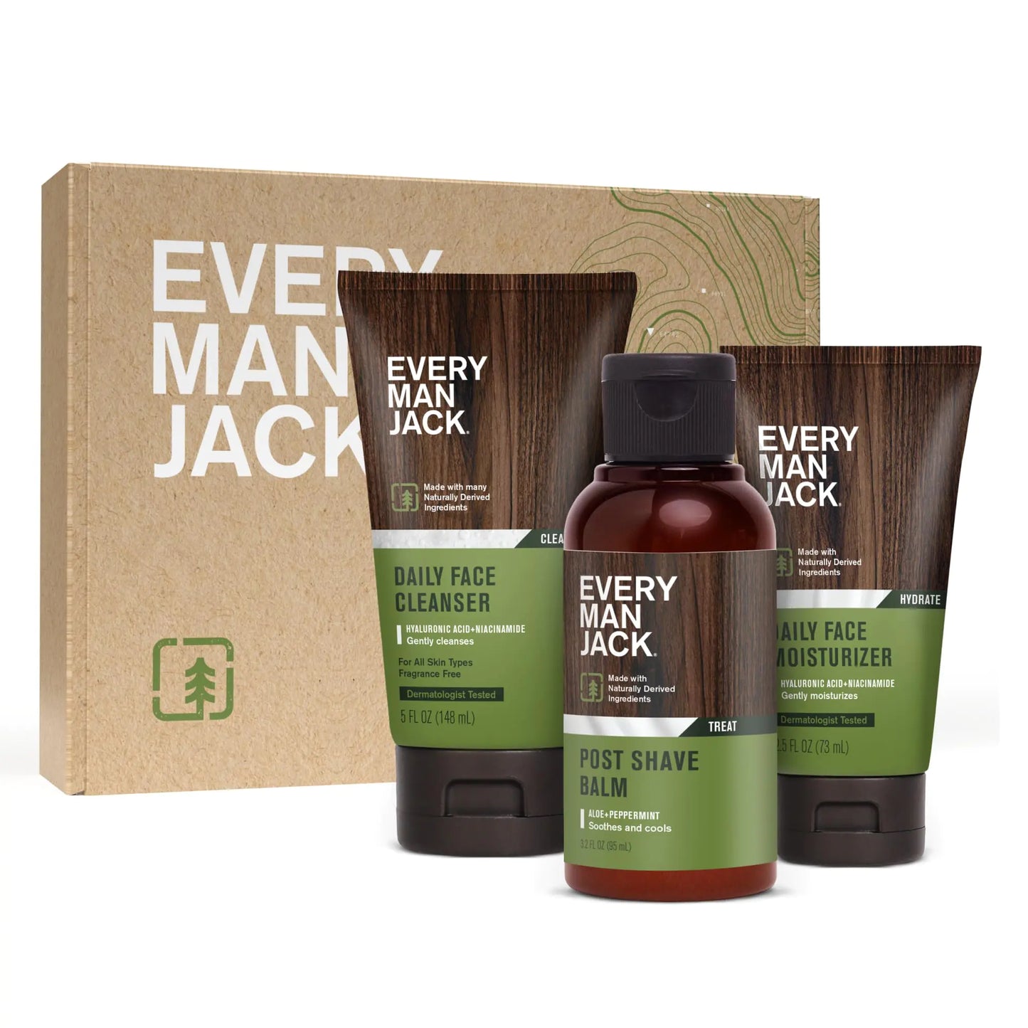 Every Man Jack Post Shave Set – Fragrance-Free Face Wash, Lotion & Balm (3-Piece Kit)