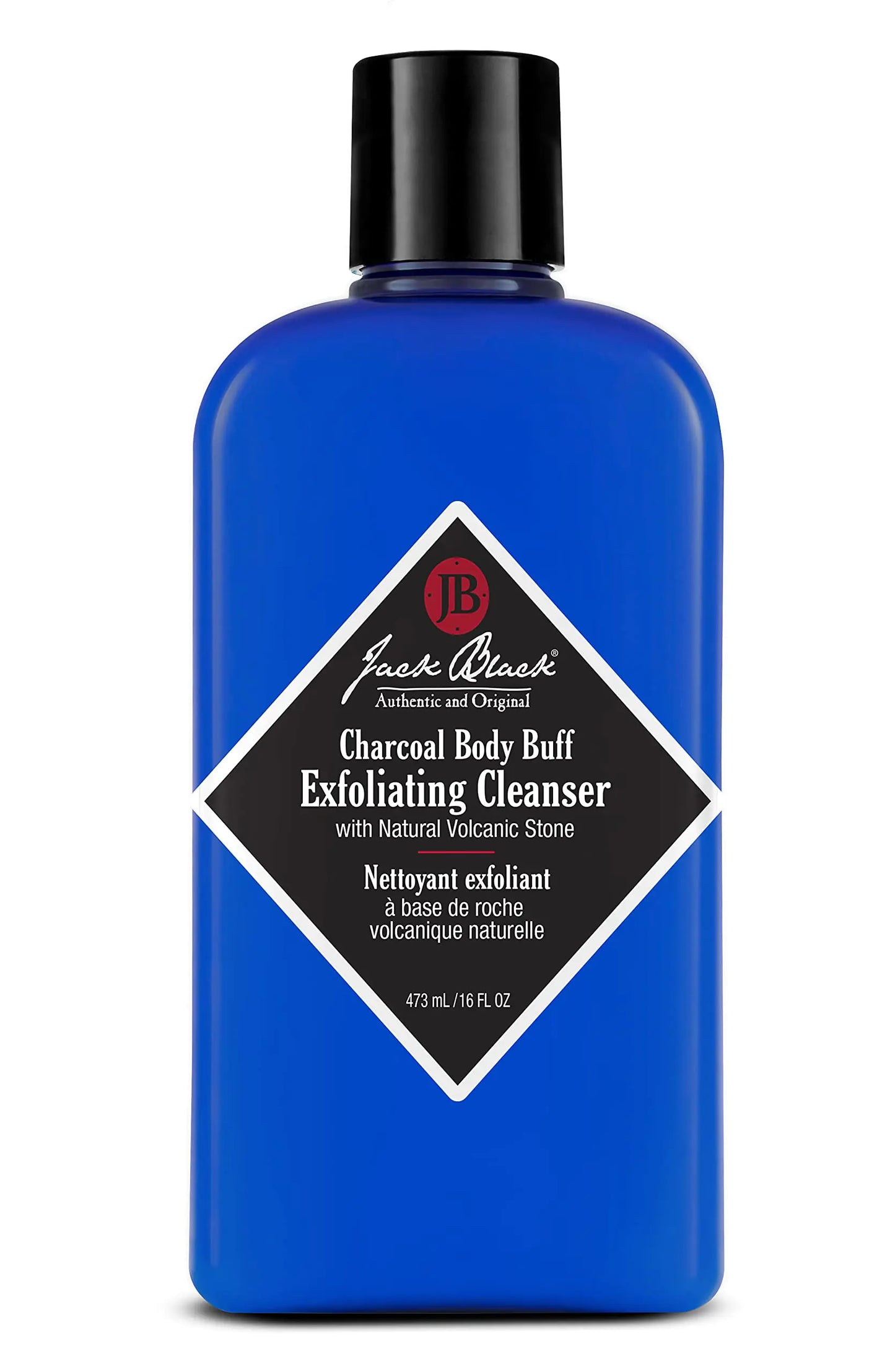 Jack Black Charcoal Body Scrub – 2-in-1 Cleanser & Exfoliator with Sea Salt & Bamboo, 16 oz