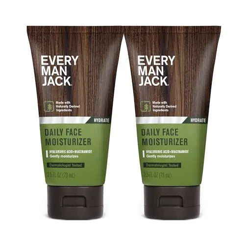 Every Man Jack Face Lotion for Men - With Hyaluronic Acid Aloe Vera and Niacinamide | 2.5oz, 2-Pack