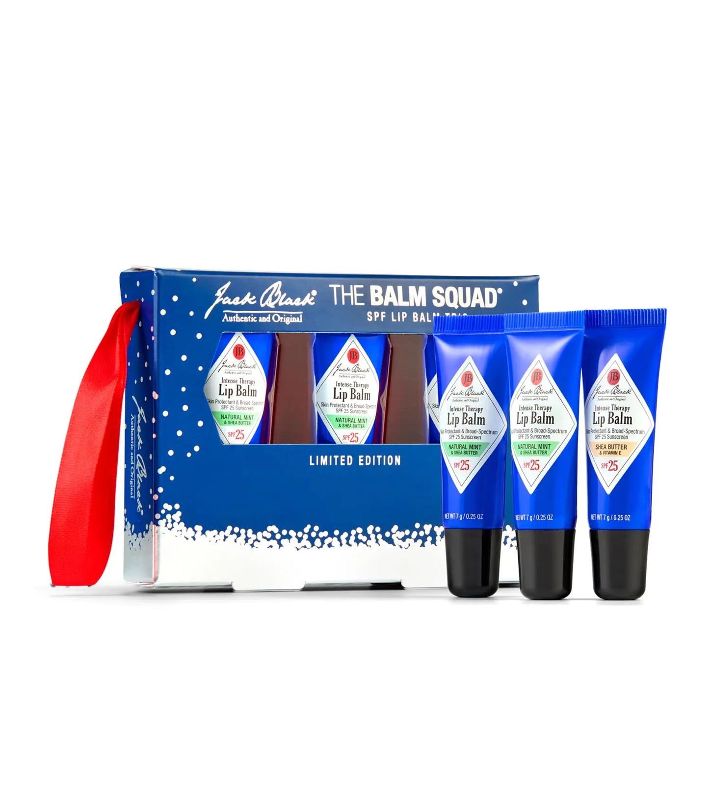 Jack Black The Balm Squad Gift Set Intense Therapy Lip Balm with SPF 25 Sun Protection – Naural Mint & Shea Butter – Lip Balm Set 3-Pack