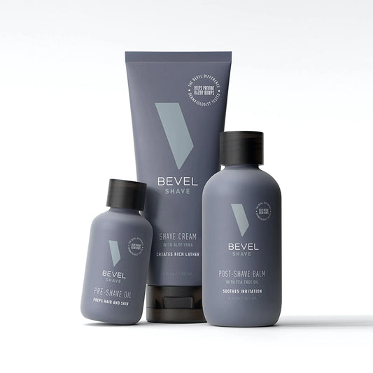 Bevel Shave Kit for Men – Razor Bump Defense with Pre-Shave Oil, Shave Cream & Balm